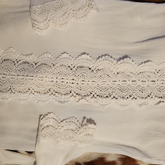 White Coverup with Lace la Vie en Rose Aqua Sz XS - Picture 3 of 6